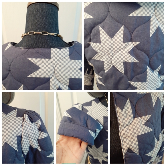 💎NWT Star Quilted Blue & White Crop Jacket - Picture 3 of 14
